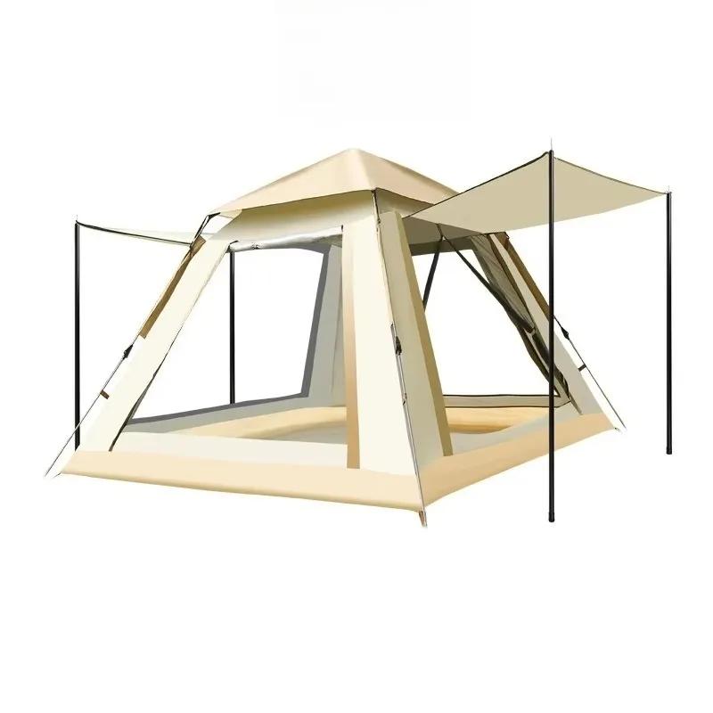 Carpa de Camping Impermeable para 4 Personas con Toldo, Carpa de Camping Automática Portátil