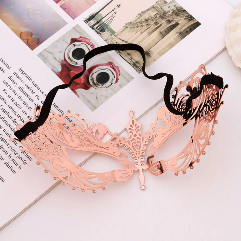

Metal Mask Rose Gold Hollow Design Elegant Party Cosplay Accessory For Masquerade Carnival Halloween Costume Props