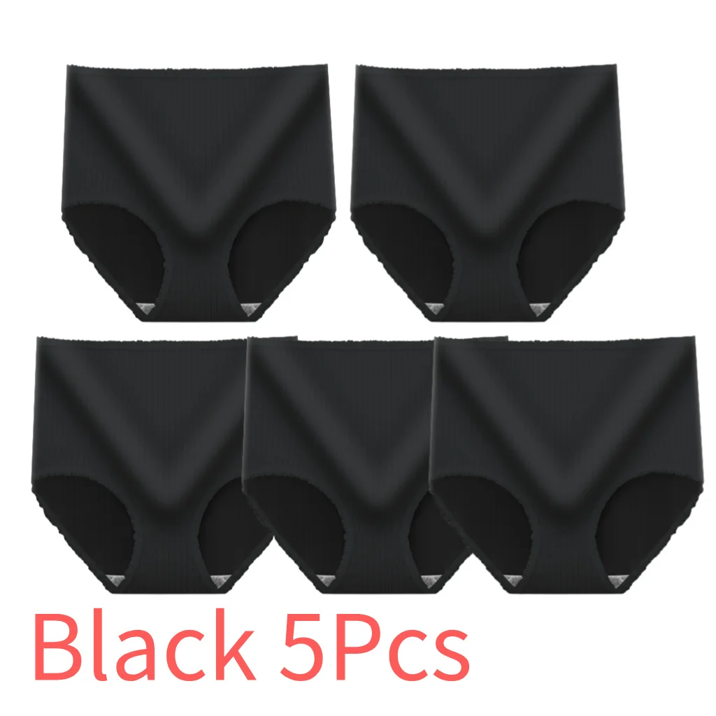 5Pcs XL XXL Women Black Panties Polyester Ladies Plus Size Sexy Panties Brief Ladies Calzones Para Mujer Culotte Femme High Rise