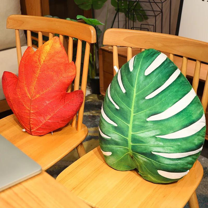 Like Real Stuffed Plant Plush Pillow Gingko Hawthorn Red Maple Parasol Monstera Tree Leaf Leaves Forest Plushie Peluche Decor