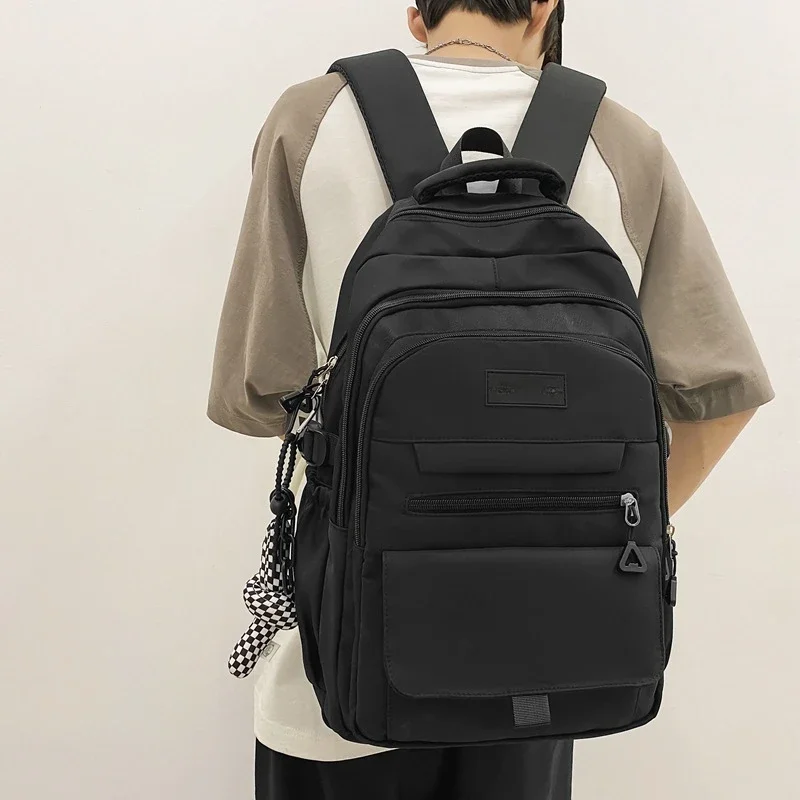 schoolbag youth large capacity Simple student bag solid color travel backpack High quality canvas schoolbag fashion bag