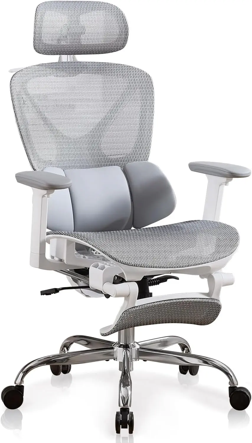 

High Back Mesh Office Chair w/Footrest, 3D Lumbar Support Ergonomic Desk Chair for Work Gaming 400LBS (Gray)