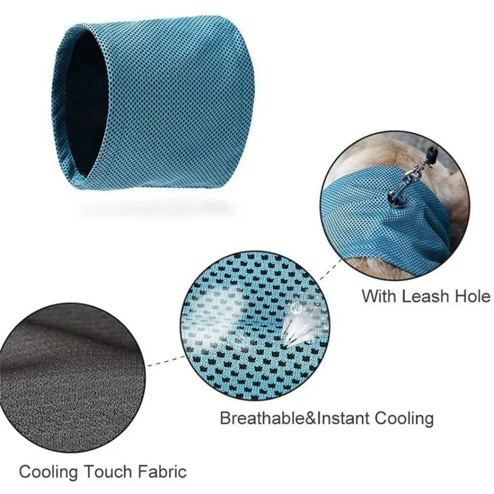 New Resuable Pet Cooling Ice Towel Breathable Quick Drying Pet Scarf with Leash Hole Lightweight Instant Cooling Bandana Outdoor