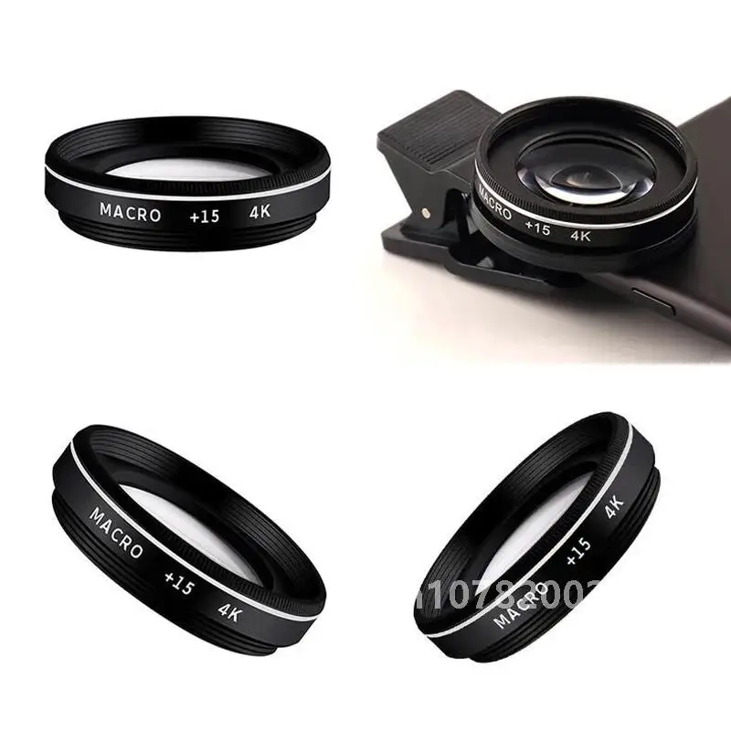 37MM 15X Macro Lens 4K HD Professional Photography Phone Camera Lens for Eyelashes Diamond Jewelry 30X Macro Lens for Smartphone