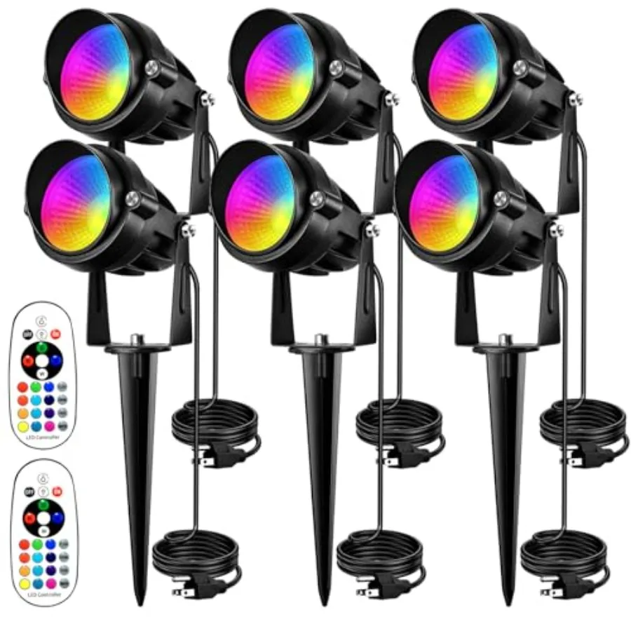 

Spotlight Outdoor RGB Spot Lights 10W LED Landscape Lights Spot Lights Outdoor with 16 Color Changing for Yard Garden Decor, La
