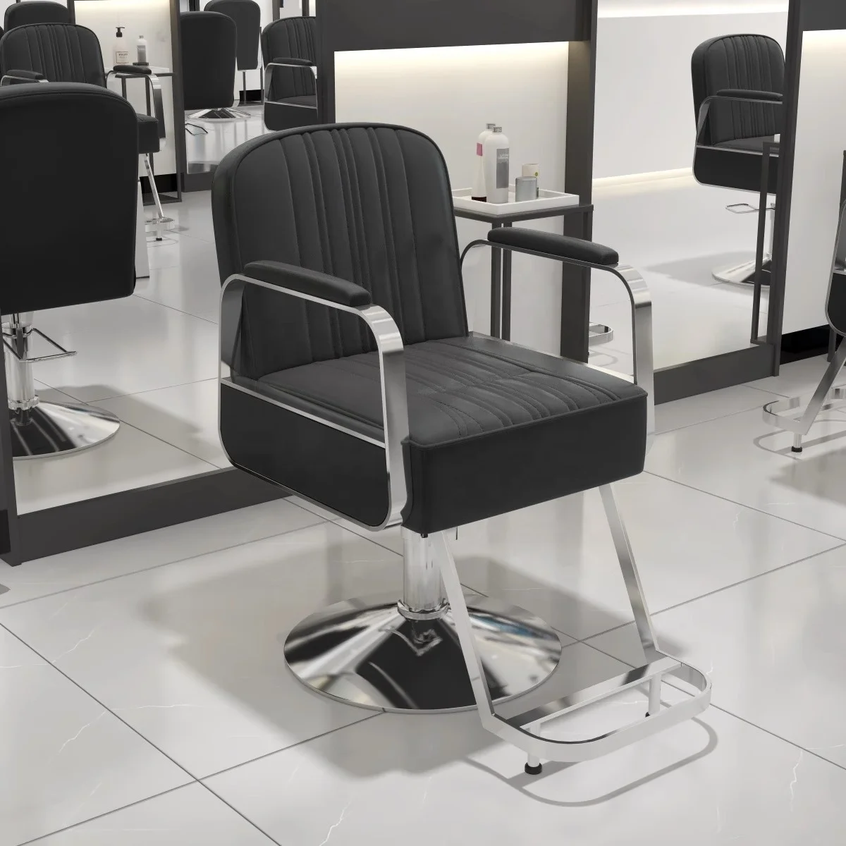 Nordic Style Barber Shop Black Styling Chair Luxury Hairdressing Rotating Ladies Salon Chairs for Sale