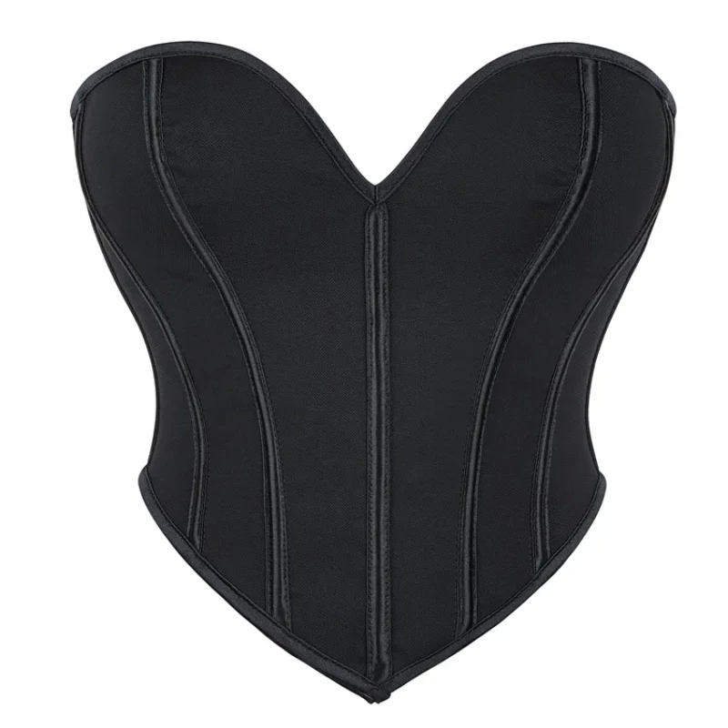 

Modegal Women's Lace Up Boned Overbust Corset Bustier Lingerie Vintage Bodyshaper Crop Top Frosted Strapless Sexy Court Corset