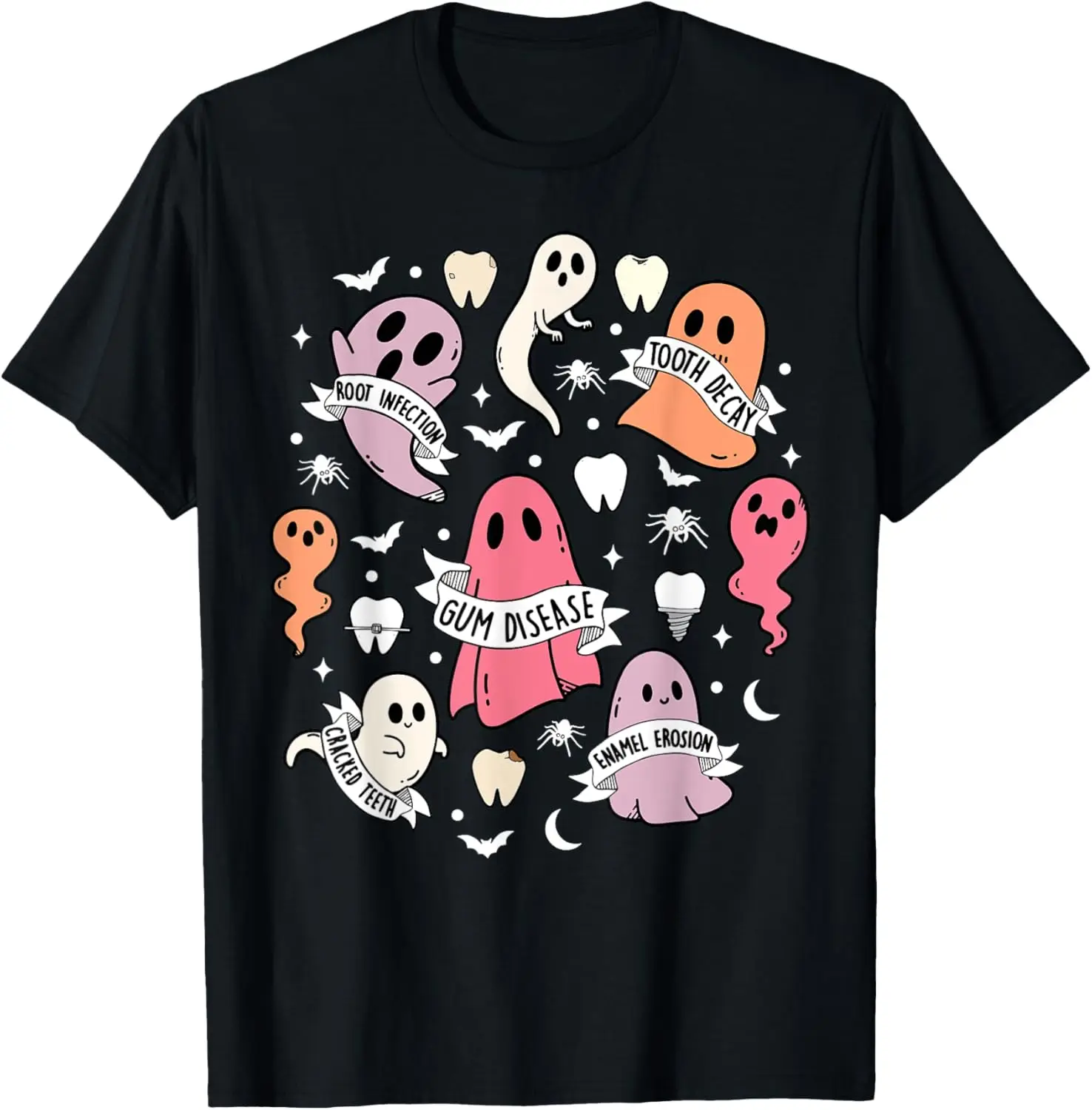 Dentist Ghost Spooky Halloween Dental Hygienist Assistant T-Shirt