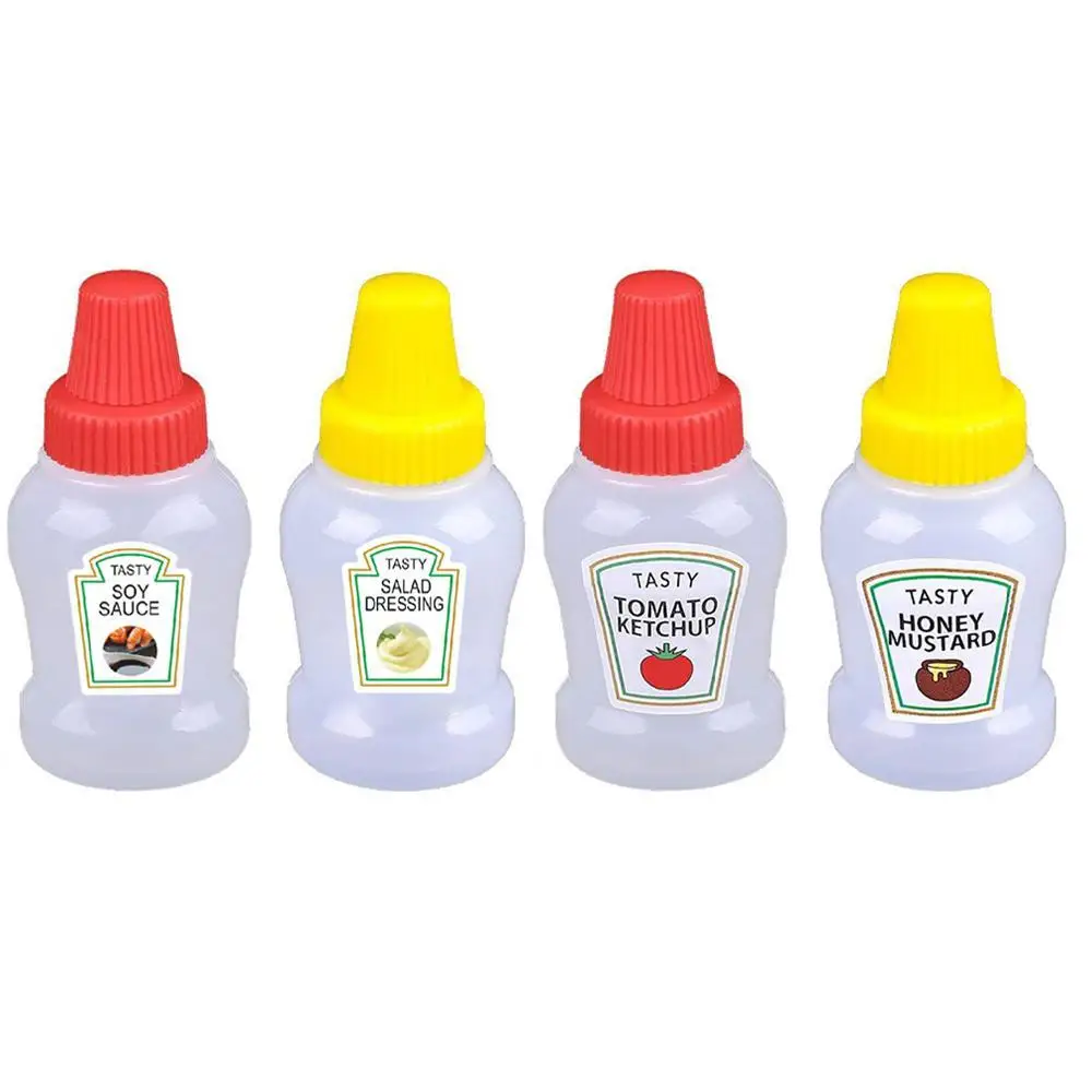 2/4pcs Mini Lunch Bento Scatola di Salsa di Soia Food Grade Mini Pomodoro con Salsa Condimento Contagocce Insalata Dispenser di Plastica bottiglia T3G5