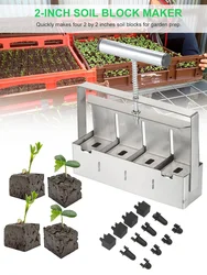 Soil Blocker 2In Soil Block Maker Soil Blocking Tool with Dibbles Dibbers and 50pcs Reusable Plant Label Marker for Garden Prep