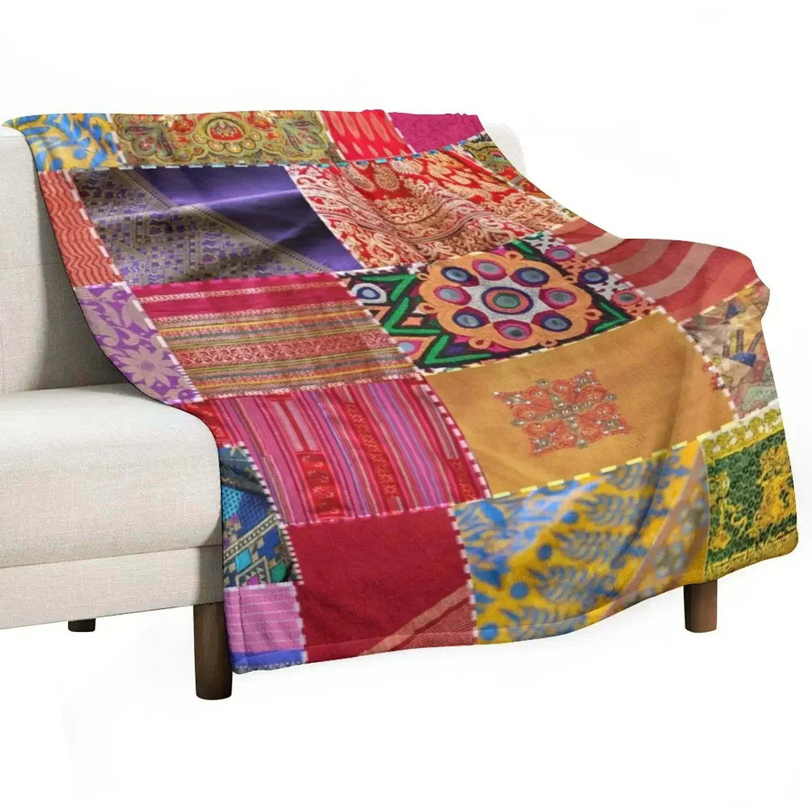 Boho Art Sari Patchwork Quilt Throw Blanket christmas gifts Hairys For Baby Moving Blankets