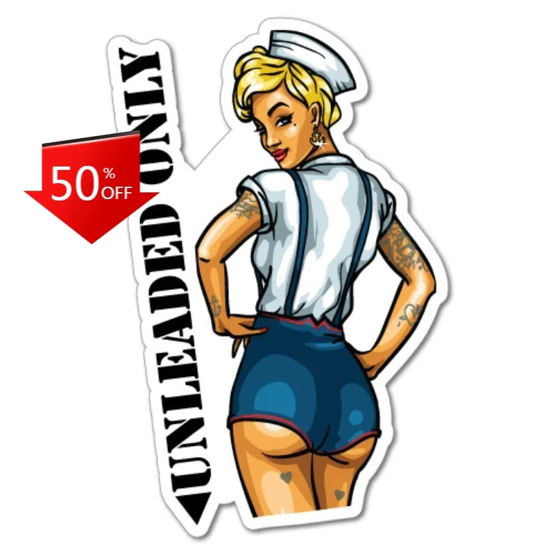 

Unleaded Only Hot Sailor Petrol Fuel Cap Sticker Decal 4x4 4WD Car Sticker Motorcycle Bumper Moto Posters