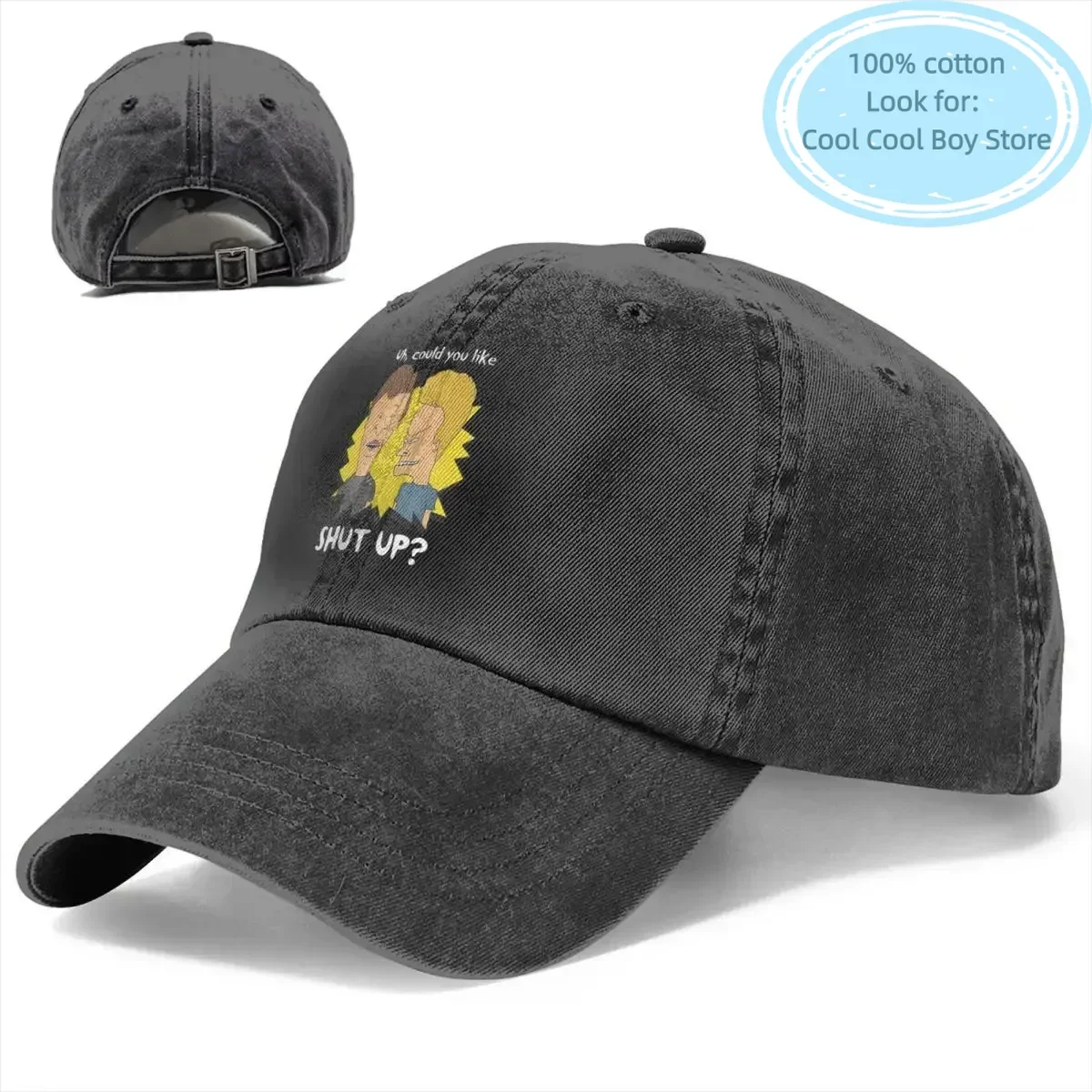 Pure Color Cowboy Hats Shut Up Graphic Hat Sun Visor Baseball Caps Beavis and Butthead Sarcastic Cartoon Peaked Trucker Dad Hat