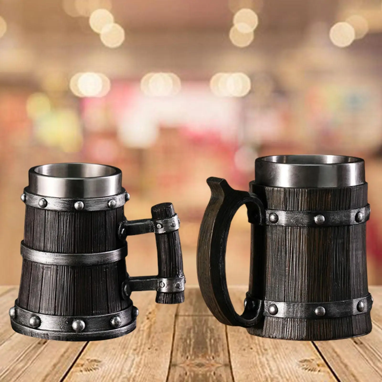 

Wooden Barrel Beer Mug Retro Design Beer Cup for Juice Home Beverage