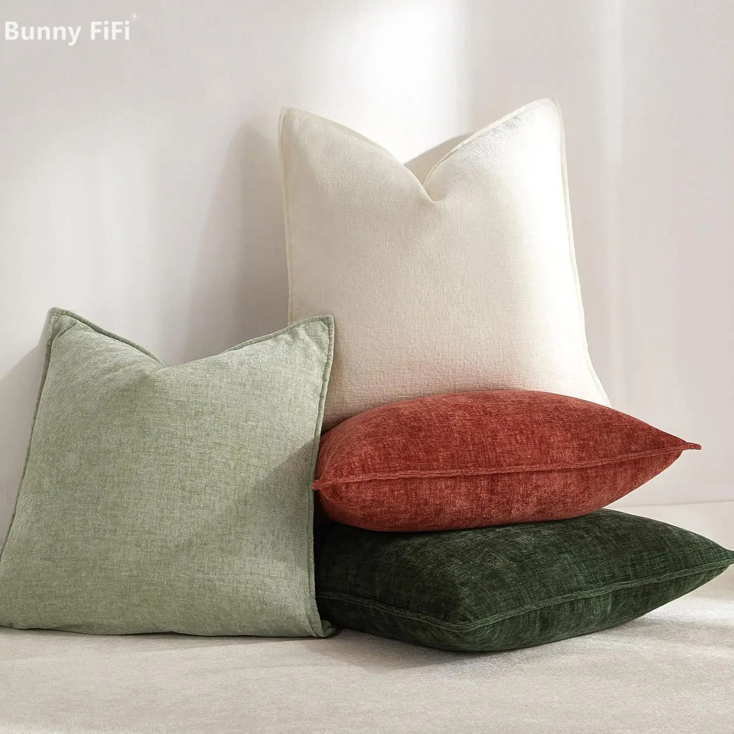 Pack Of 2 Soft Accent Boho Chenille Cushion Covers Christmas Decorative Solid Throw Pillow Cases For Living Room Bed Sofa Decor