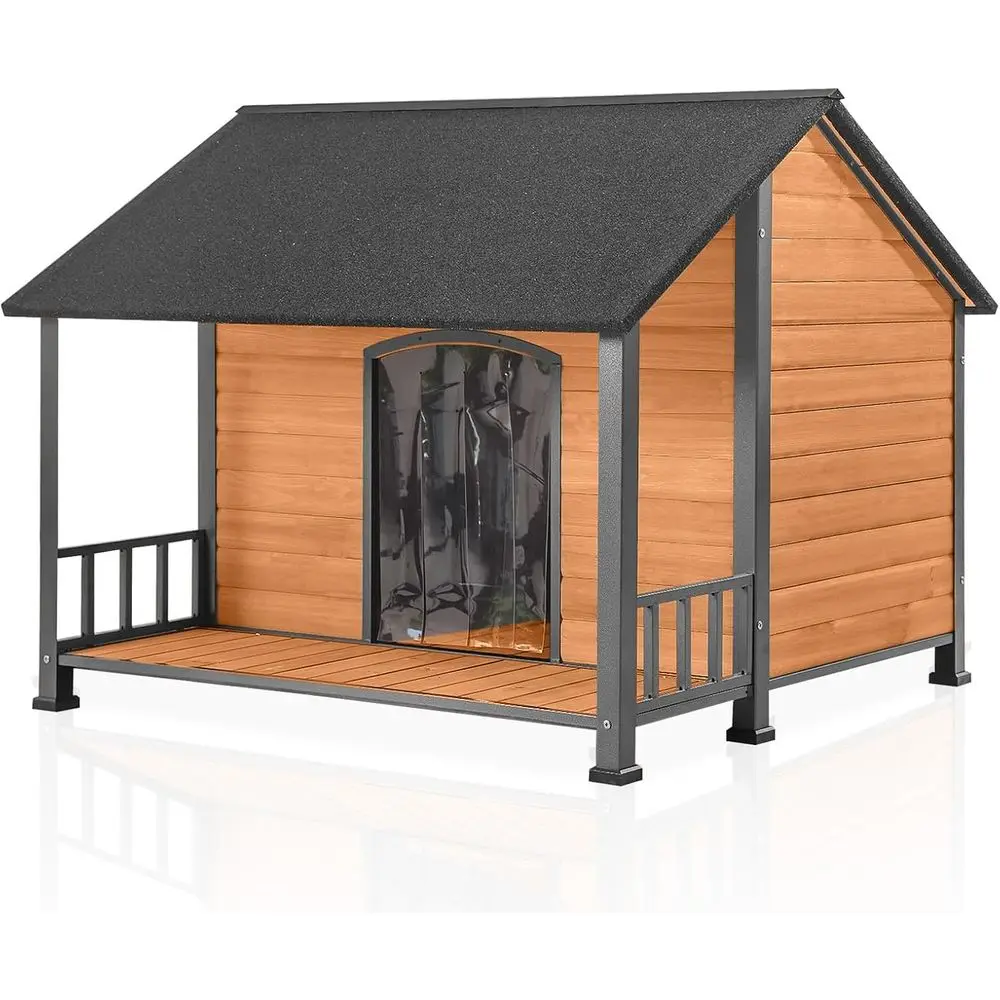 

Large Dog House Outdoor Dog Kennel with Chewproof Strong Metal Frame for Large Breed Dogs (47.2" L x 45" D x 37.7" H)