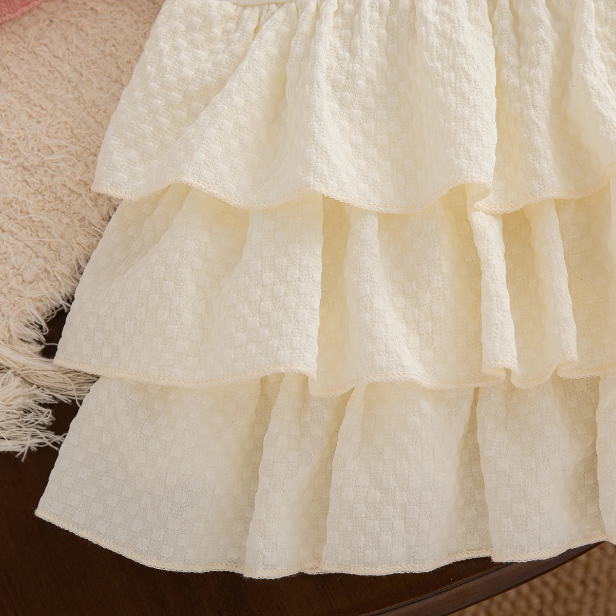 Baby-Mädchen-Kleidungsset: Rote Strickjacke mit Schleife und ärmellosem mehrlagigem Kleid, 2-teiliges Prinzessinnen-Outfit für Mädchen für die Weihnachtsfeier – Detail 24