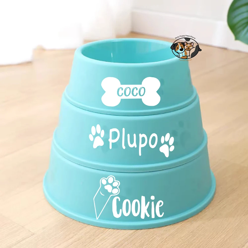 Custom Plastic Dog Bowls with Pet Name, Non-Slip, Christmas, Birthday Gifts for Pet,Personalized Pet Bowl, Feeder for Dog or Cat