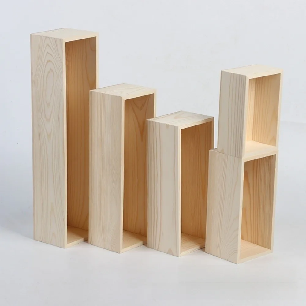 New Square Wooden Box Small DIY Storage Organizer Box Paintable Decorative Wooden Storage Container Gifts