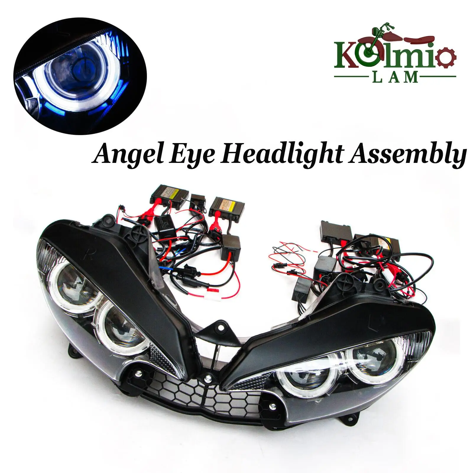

Motorcycle HID Projector Fit for Yamaha YZF R6 Headlight Assembly 2003 2004 2005 Angel Eye 55W