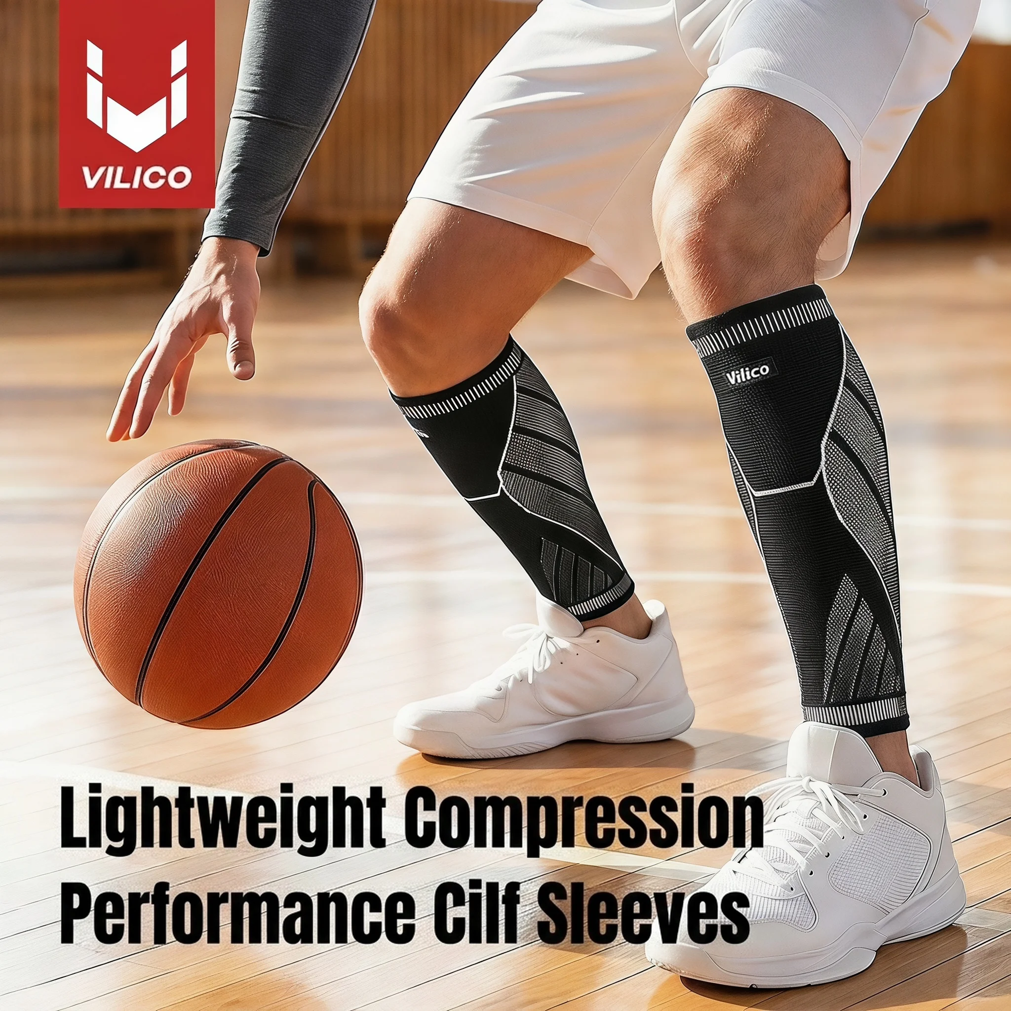 1Pcs Men's Compression Leg Sleeves - Breathable Calf Support for Running Basketball Marathon Sports Guard
