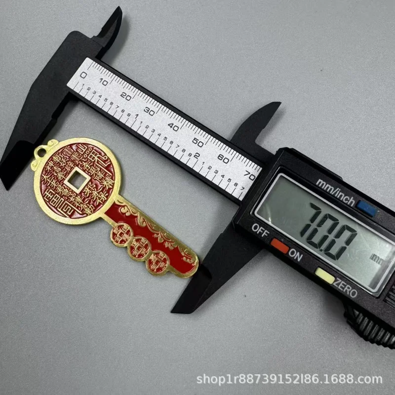 Pure copper Qian Dao Jia San Di Mountain Ghost Money Coin keychain accessory car pendant craft ornament
