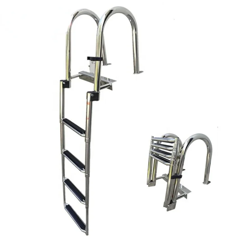 4-level floating ship ladder stainless steel folding telescopic rear entrance