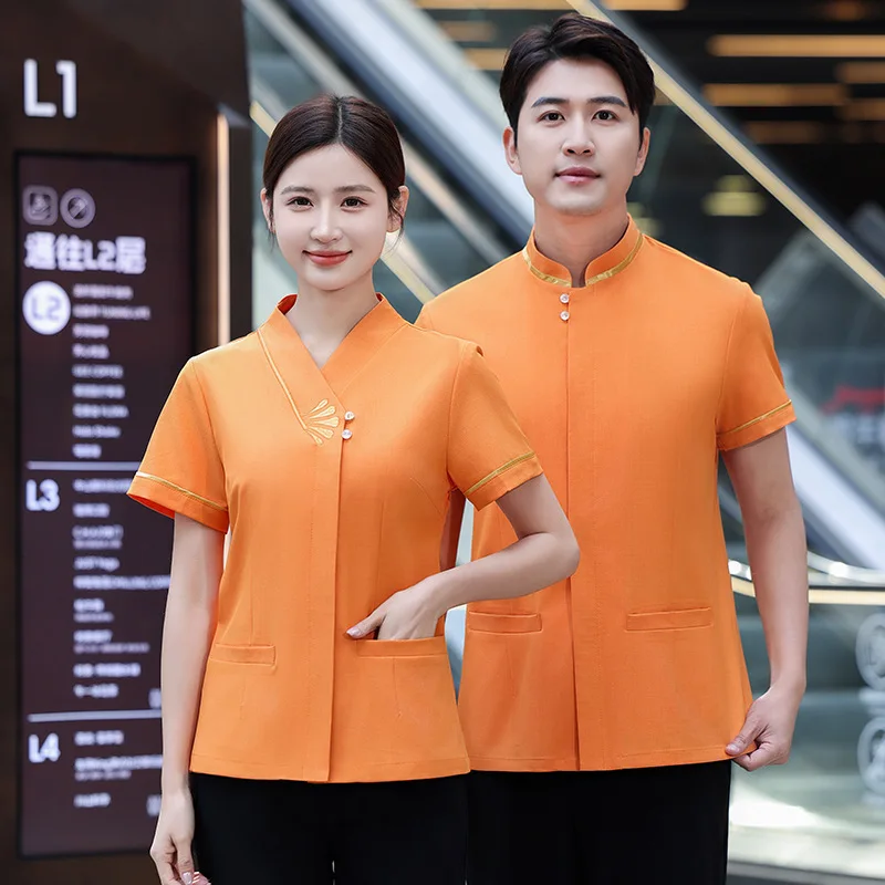 

Летняя рабочая униформа с коротким рукавом для уборщиков. Униформа для персонала по обслуживанию объектов, больничного персонала, персонала гостиниц и уборщиков.