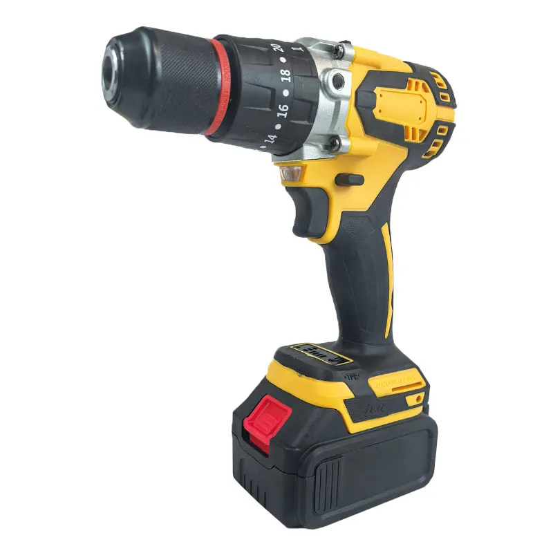 hit productFactory Cordless Brushless 21V 13mm Percussion Drill DIY 2 Speed OEM Battery Impact Hammer Power Drill 80N.m Max Torq