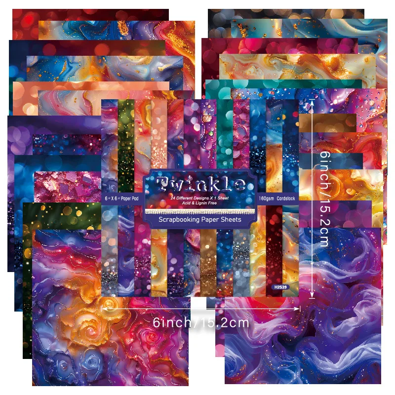 Glitter Twinkle Marble Bokeh Ink Art Paper Journal Scrapbook Cardstock Decorative Background DIY Album Handmade Craft Making