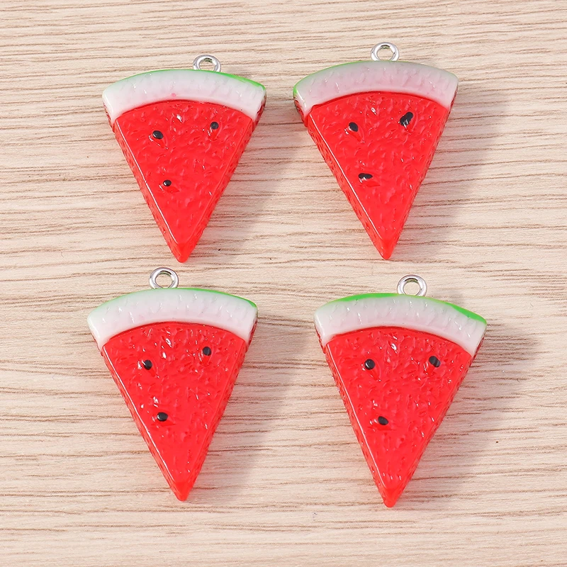 Tusember 10 Stück Cartoon-Harz-Fruchtanhänger, simulierte Wassermelonen-Anhänger, Ohrringe, Armband, DIY-Halsketten-Zubehör, Bastelzubehör – Detail 5
