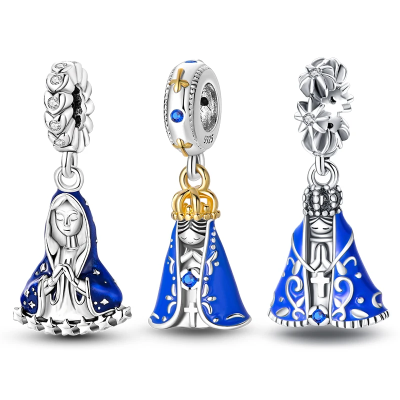 Original Charms 925 Silver Virgin Mary Pendant Charm Beads Fits Pandora Original Bracelets For Women DIY Jewelry Gifts Hot Sale