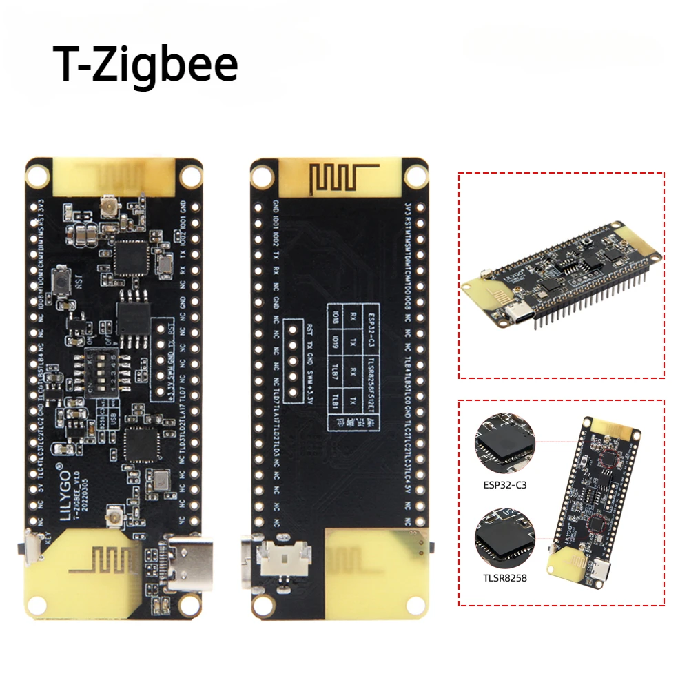 Умный модуль управления T-Zigbee T-ZigbeePA ESP32-C3 TLSR8258 Zigbee, макетная плата для IOT с ультранизким энергопотреблением, Wi-Fi, Bluetooth