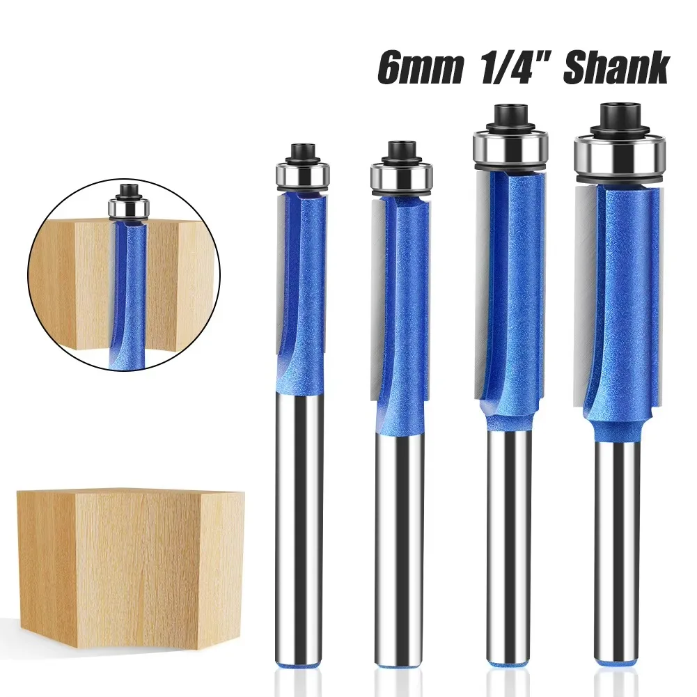 

1PC 1/4" 6.35MM Shank Milling Cutter Wood Carving Trim Router Bit With Bearing Wood Template Pattern Bit Carbide Mill