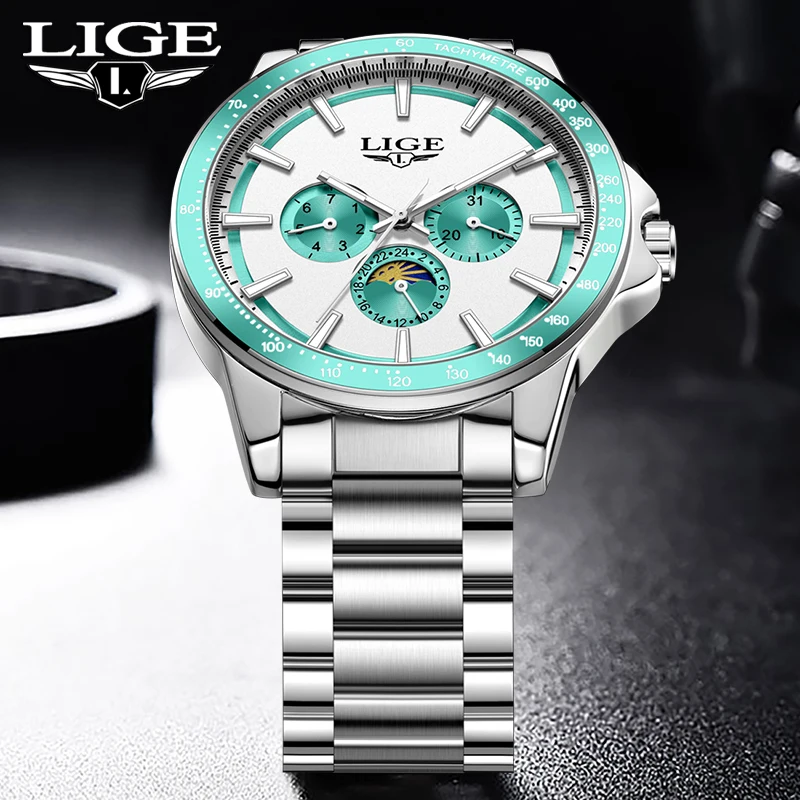 

Мужские часы LIGE 2026: Роскошные, модные, деловые, кварцевые, спортивные, водонепроницаемые до 30 м, с люминесцентным циферблатом, стальным ремешком. Отличный подарок для мужчин.