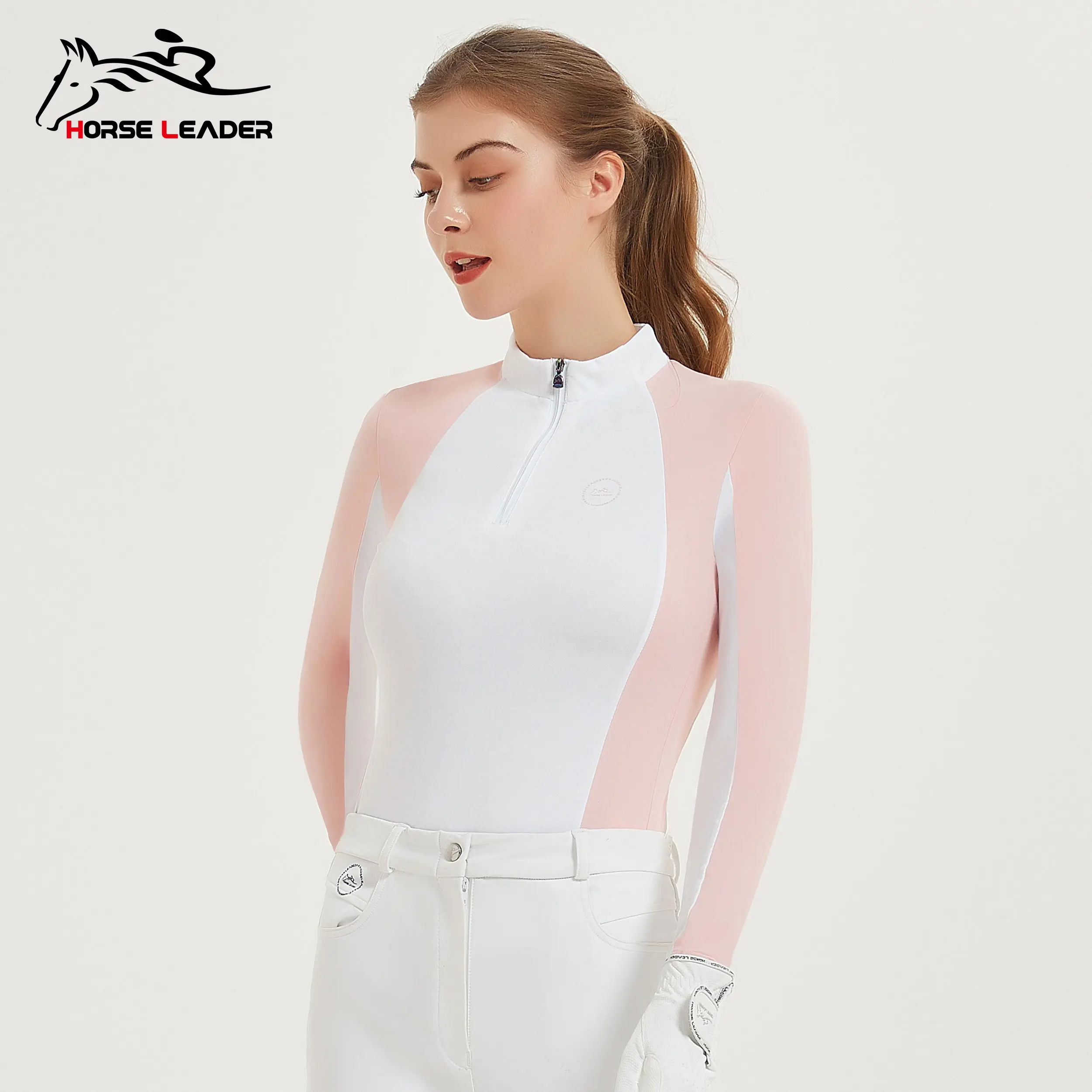 Camisa de montar de manga larga para mujer, Top ecuestre transpirable, ropa de montar a caballo, mezcla de poliéster de rendimiento cómodo