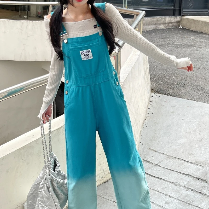 Loose Slim Women Jumpsuits Straight Wide Leg One-piece Pants Korean Style Fashion High Street Casual Basics Strap Pants Female