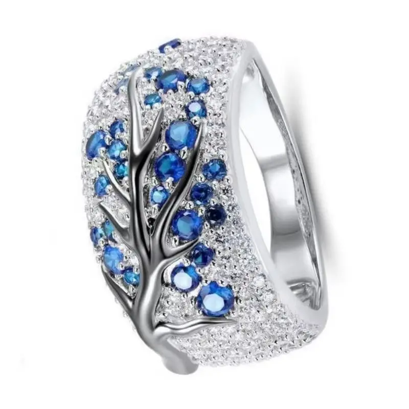 S925 Sterling Silver Plum Blossom Ring for Women Classic Stainless Steel Diamond Inlay Oil Drawing Lady's Jewelry Size 6-11
