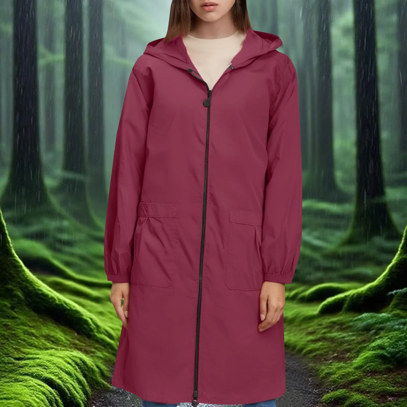 womens jacket long rain jacket with hood