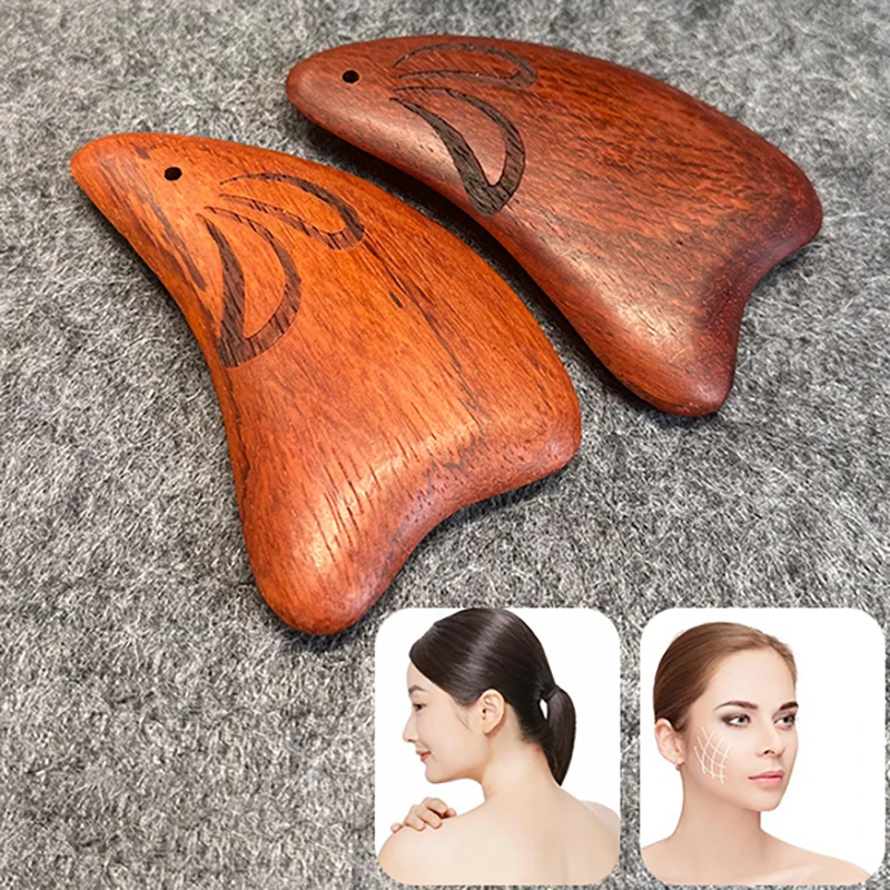 Tablero de raspado de madera maciza de sándalo de conejo multifuncional de dibujos animados, tablero de raspado para cuello, espalda, bolsas de ojos, herramienta de Guasha facial