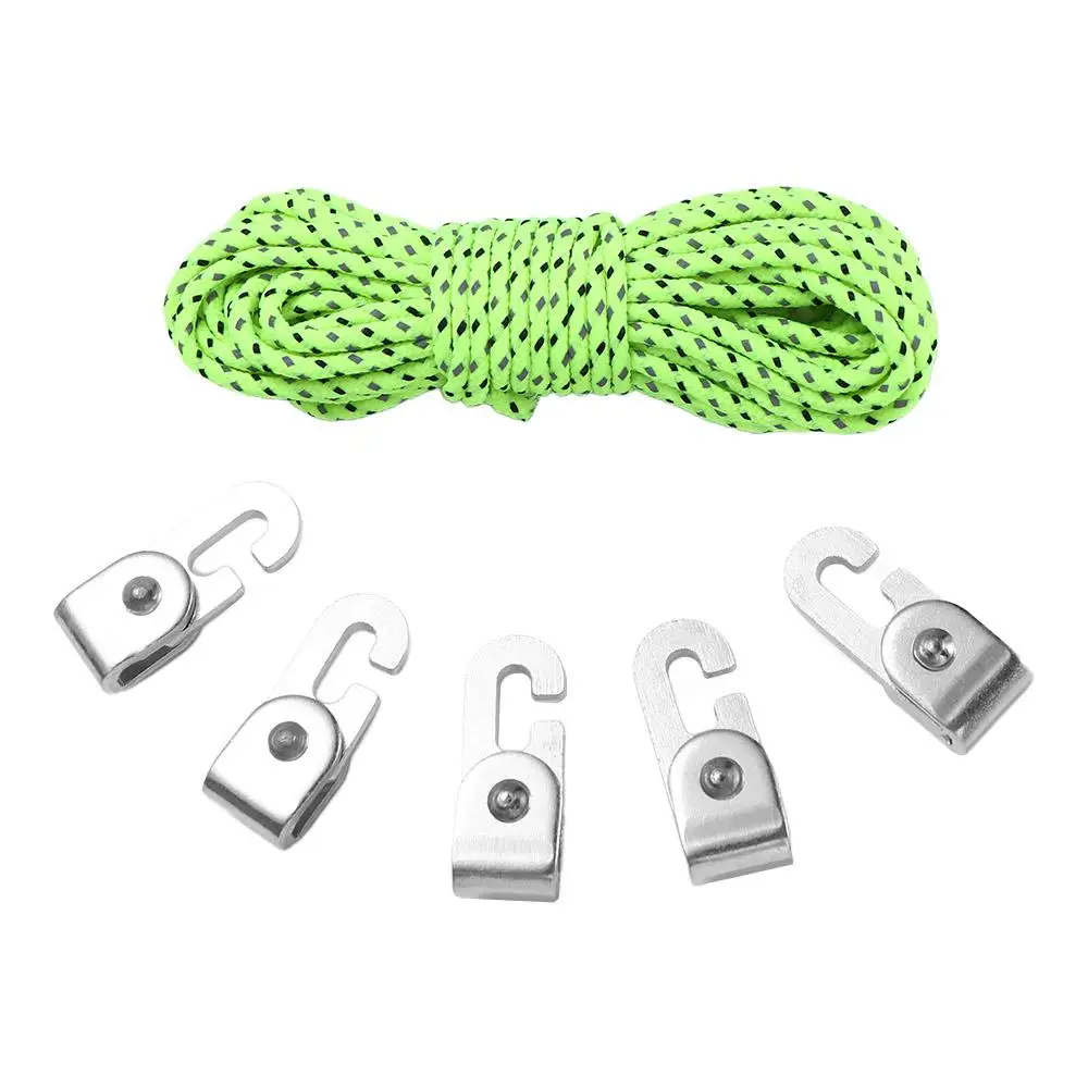 With 5M Rope Fast Tighter Free From Knots Knot Easy Tighten Rope Kit Automatic Lock Hook Self-Locking Hooks Camping Tent Hook