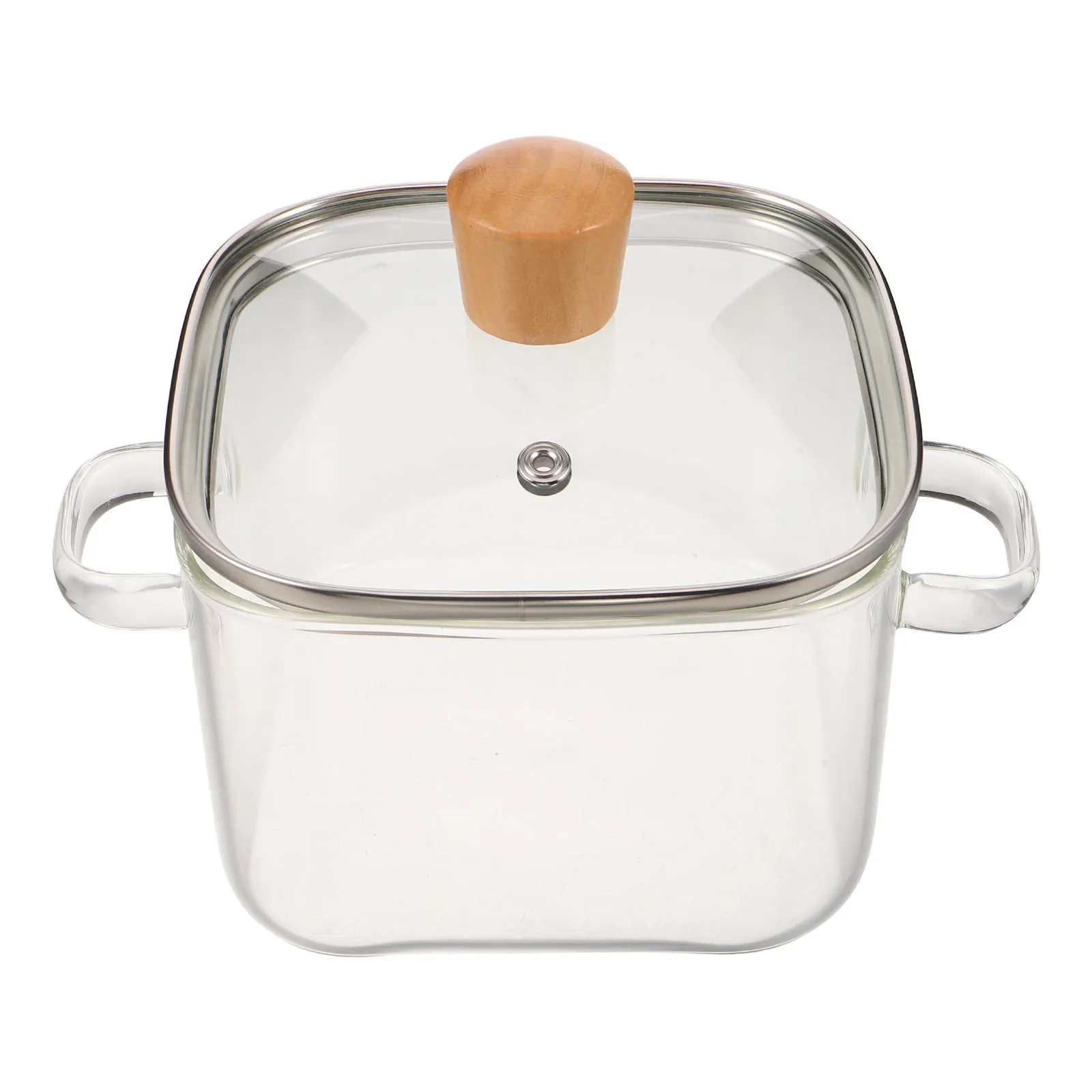 Clear Glass Cooking Pot 1.6L Double Ear Stew Pan Heat Resistant Borosilicate Glass Simmer Pot Saucepan for Kitchen Soup Pasta