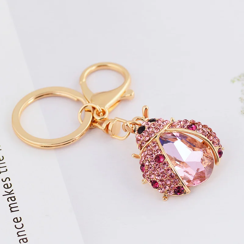 EASYA New Arrival Crystal Insect Shape Chaveiro Keychain Cute Sparkling Metal Key Ring Holder Accessories For Women Girls Bag