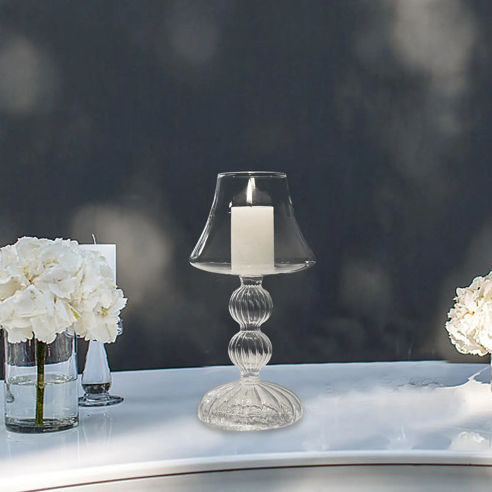Glass Candle Holder Decorative Candle Stick Holder for Tabletop Banquet image 2