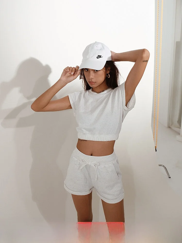 

DiscoGlam Color Dot Sports Sweatirt Set Women's Casual Tennis Fitn Sle Two-Piece Trendy Summer Outfit Cotton Blend