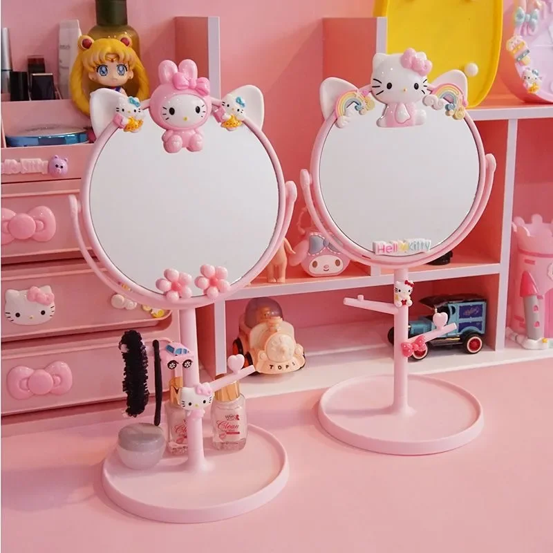 

Sweet Hello Kitty Anime Kawaii Sanrio Ins Fashion Home Desktop Makeup Mirror Cute Desktop Student Mirrors Gifts for Girls