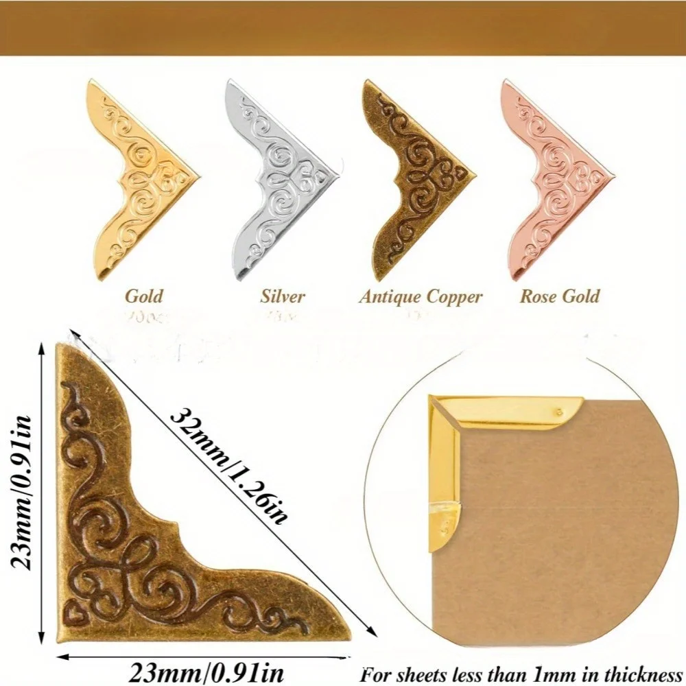 20pcs Mini Metal Corner Protectors Notebooks Printed Patterns Photo Albums Photo Frames Jewelry Boxes Bag Corners Anti-collision