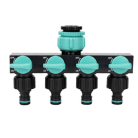 4 Way Garden Water Pipe Connectors Pipe Adapter Watering Connector Distributor Hose Splitter Valve Plastic Valve With Switch