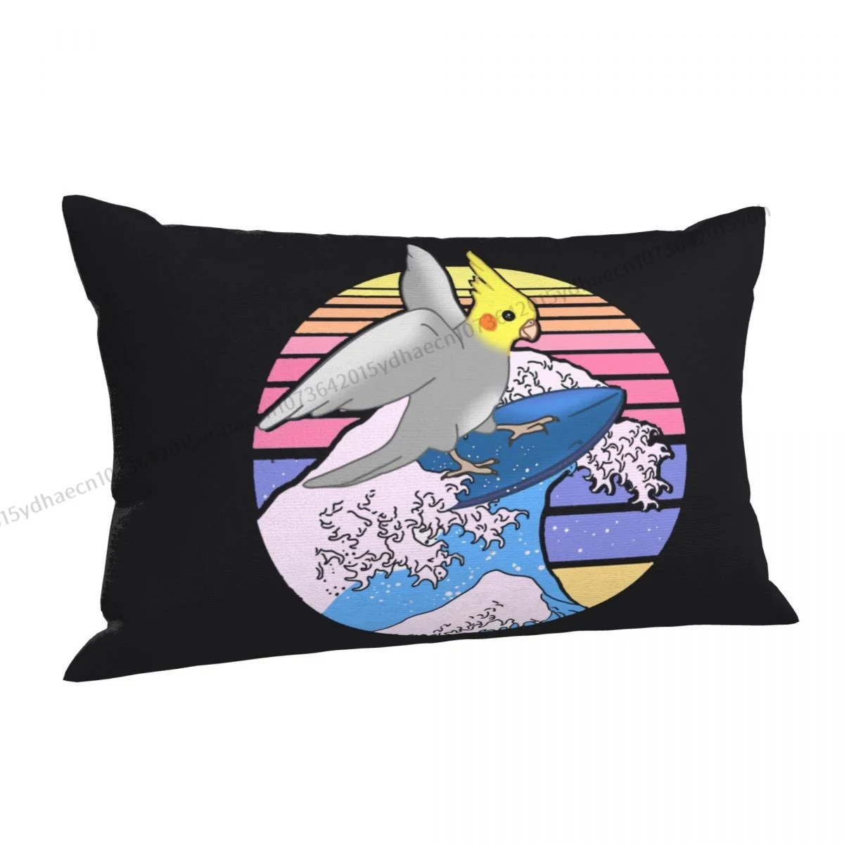 Aesthetic Surfing Printed Pillow Case Animal Parrots Cockatiel Doodle Backpack Cojines Covers Soft Sofa Decor Pillowcase