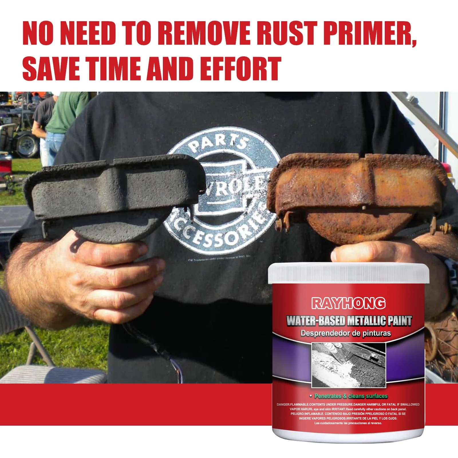 Metal rust remover water-based paint 200/400/600g Rayhong anti-rust primer car rust agent metal renovation Primer